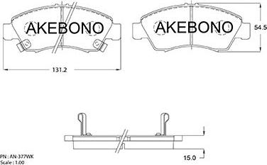 Akebono AN-377WK - Kit pastiglie freno, Freno a disco autozon.pro