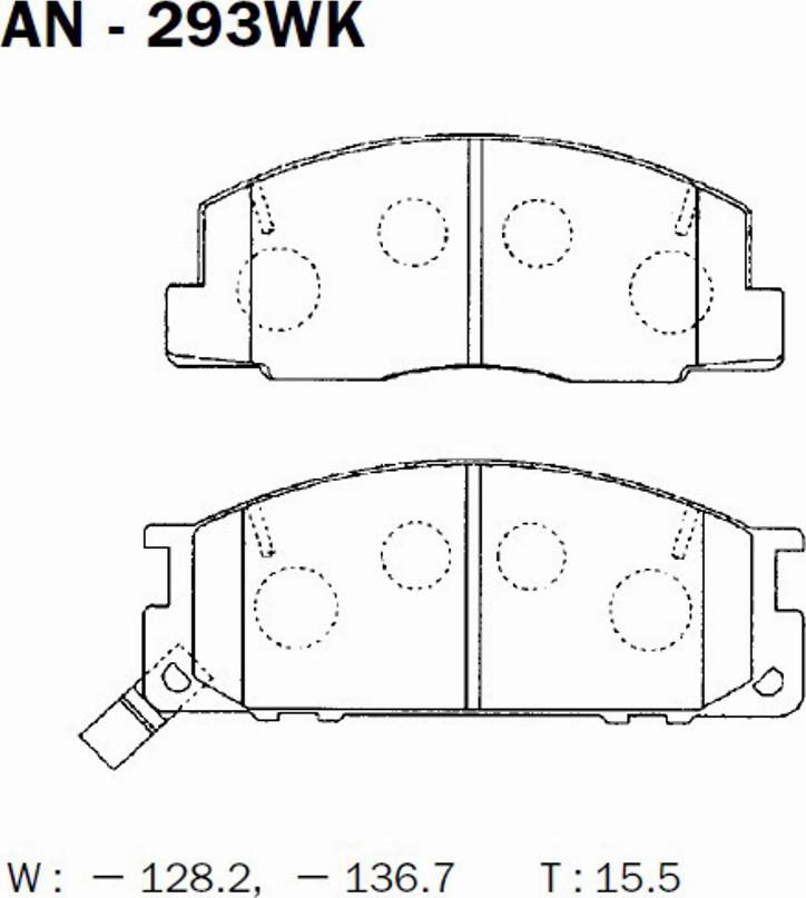 Akebono AN-293WK - Kit pastiglie freno, Freno a disco autozon.pro