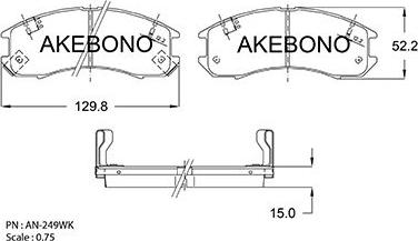 Akebono AN-249WKE - Kit pastiglie freno, Freno a disco autozon.pro