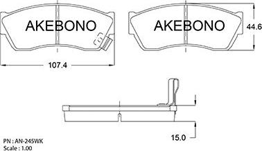 Akebono AN-245WKE - Kit pastiglie freno, Freno a disco autozon.pro