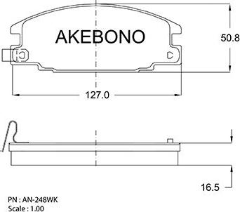 Akebono AN-248WKE - Kit pastiglie freno, Freno a disco autozon.pro