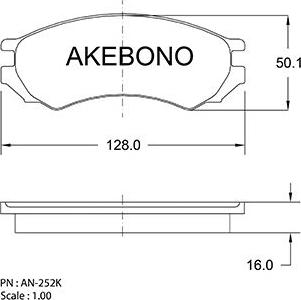 Akebono AN-252KE - Kit pastiglie freno, Freno a disco autozon.pro