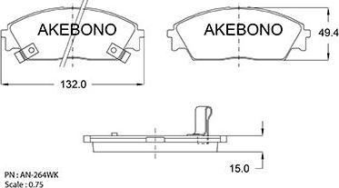 Akebono AN-264WKE - Kit pastiglie freno, Freno a disco autozon.pro