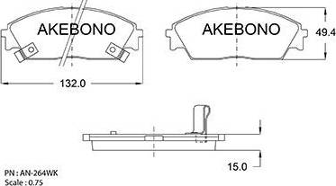 Akebono AN-264WK - Kit pastiglie freno, Freno a disco autozon.pro