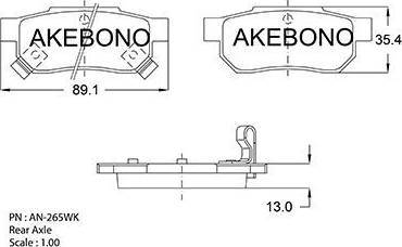 Akebono AN-265WK - Kit pastiglie freno, Freno a disco autozon.pro