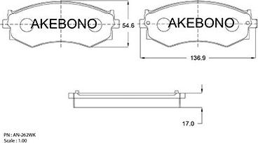 Akebono AN-262WKE - Kit pastiglie freno, Freno a disco autozon.pro