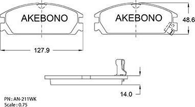 Akebono AN-211WK - Kit pastiglie freno, Freno a disco autozon.pro