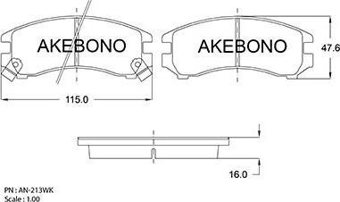 Akebono AN-213WKE - Kit pastiglie freno, Freno a disco autozon.pro