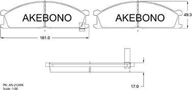 Akebono AN-212WKE - Kit pastiglie freno, Freno a disco autozon.pro