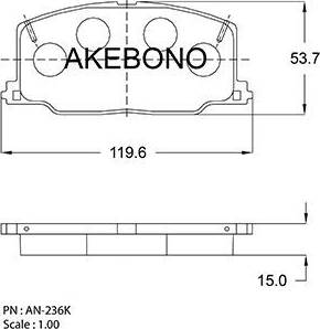 Akebono AN-236K - Kit pastiglie freno, Freno a disco autozon.pro