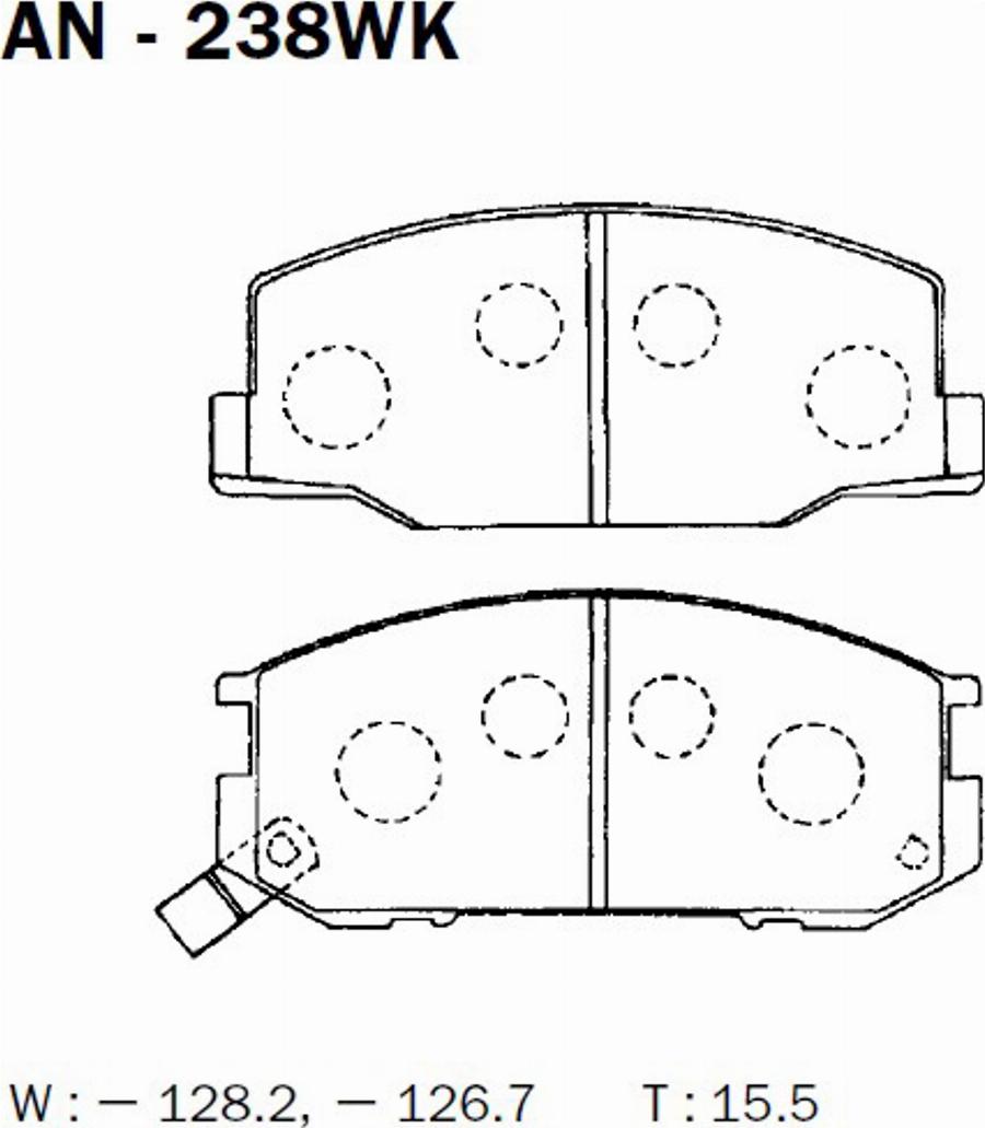 Akebono AN-238WK - Kit pastiglie freno, Freno a disco autozon.pro