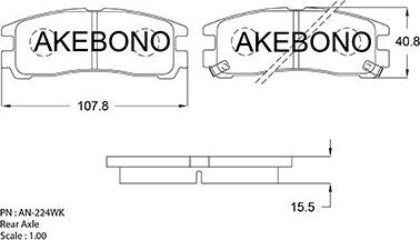 Akebono AN-224WKE - Kit pastiglie freno, Freno a disco autozon.pro