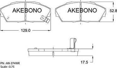 Akebono AN-274WKE - Kit pastiglie freno, Freno a disco autozon.pro