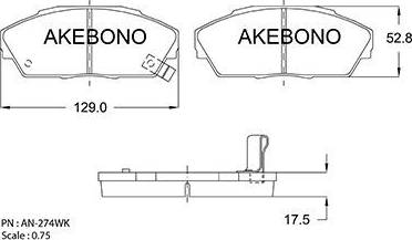 Akebono AN-274WK - Kit pastiglie freno, Freno a disco autozon.pro