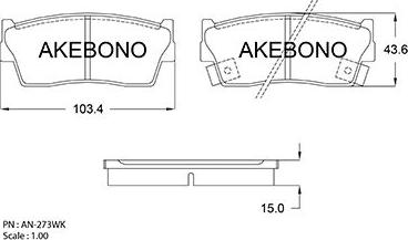 Akebono AN-273WKE - Kit pastiglie freno, Freno a disco autozon.pro