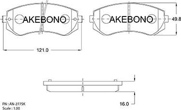 Akebono AN-277SKE - Kit pastiglie freno, Freno a disco autozon.pro