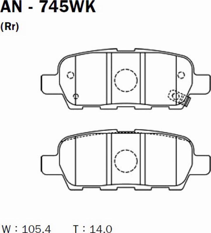 Akebono AN-745WK - Kit pastiglie freno, Freno a disco autozon.pro