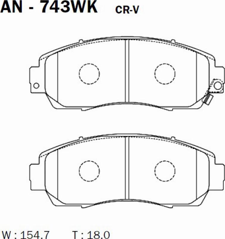 Akebono AN-743WK - Kit pastiglie freno, Freno a disco autozon.pro