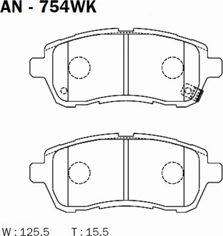 Akebono AN754WK - Kit pastiglie freno, Freno a disco autozon.pro