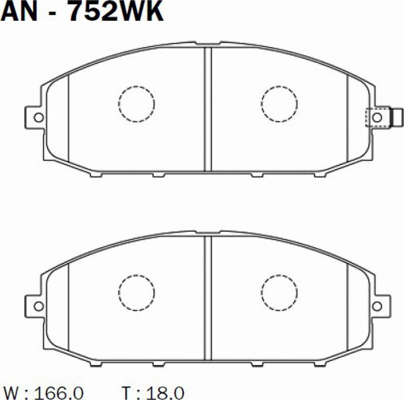 Akebono AN752WK - Kit pastiglie freno, Freno a disco autozon.pro