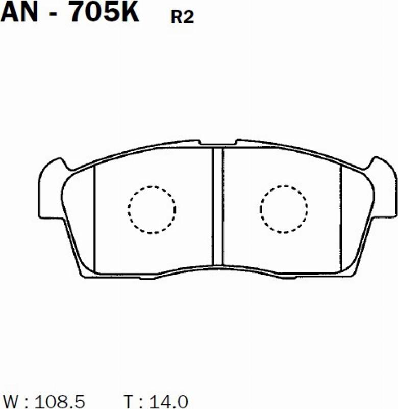 Akebono AN705K - Kit pastiglie freno, Freno a disco autozon.pro