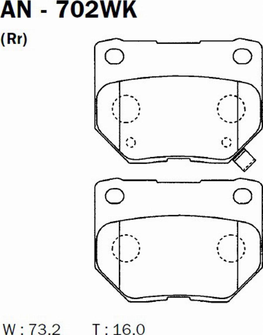 Akebono AN-702WK - Kit pastiglie freno, Freno a disco autozon.pro