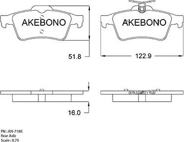 Akebono AN-718KE - Kit pastiglie freno, Freno a disco autozon.pro