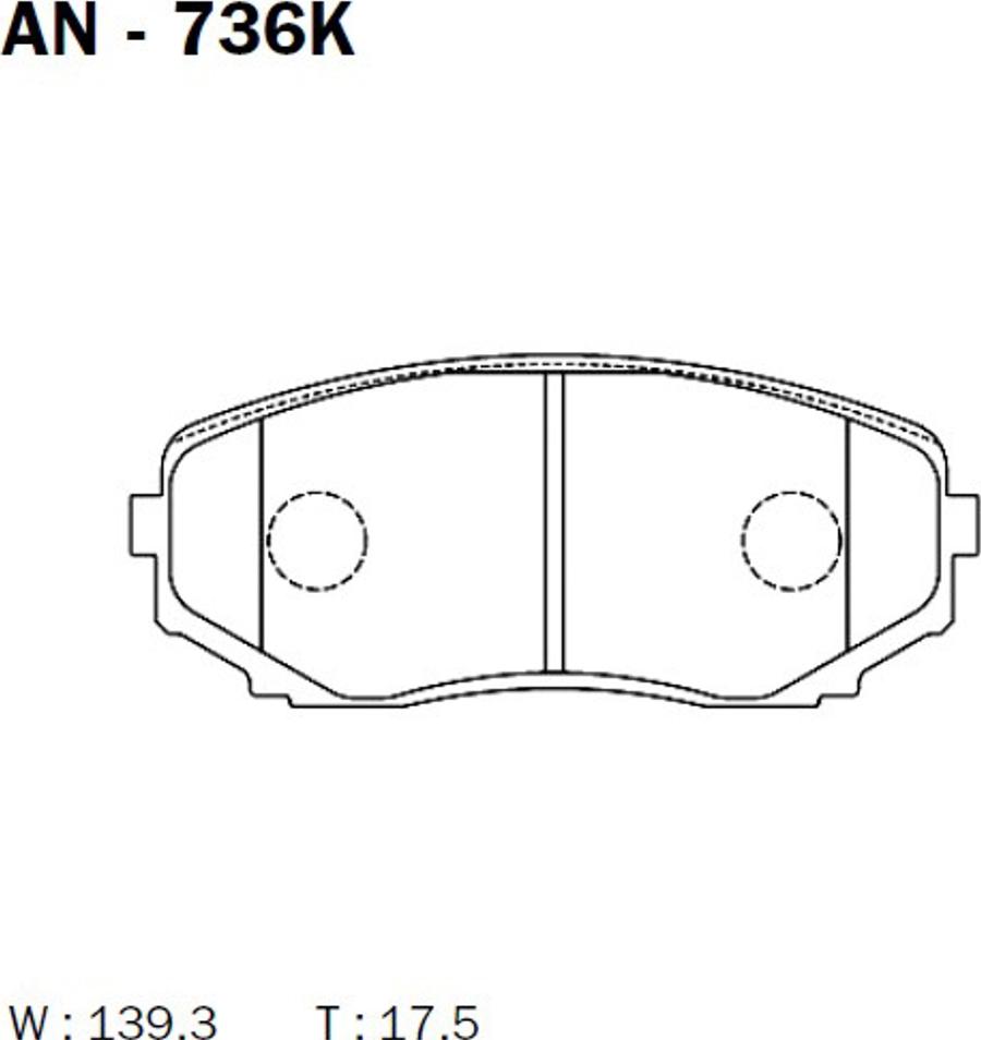 Akebono AN-736K - Kit pastiglie freno, Freno a disco autozon.pro