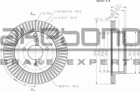 Akebono BN-0461E - Discofreno autozon.pro