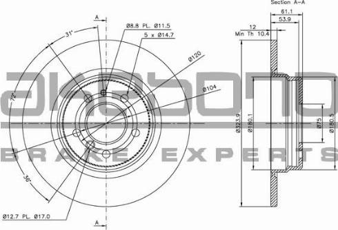 Akebono BN-0630 - Discofreno autozon.pro