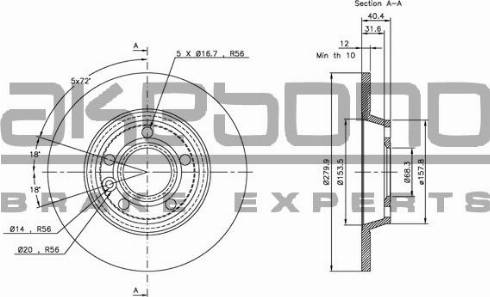 Akebono BN-0050E - Discofreno autozon.pro