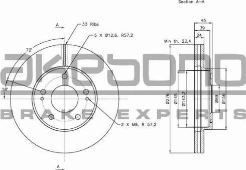 Akebono BN-0899 - Discofreno autozon.pro