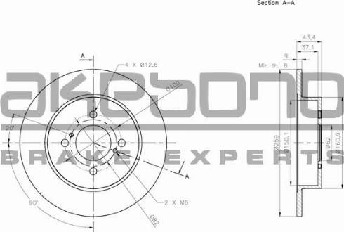 Akebono BN-0802 - Discofreno autozon.pro