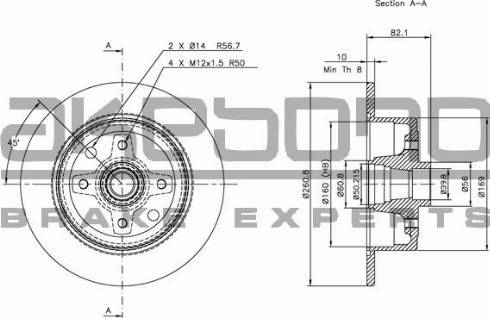 Akebono BN-1367 - Discofreno autozon.pro