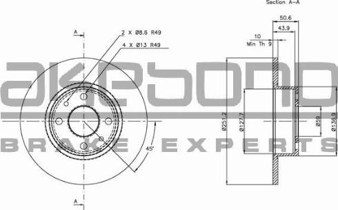 Akebono BN-0343 - Discofreno autozon.pro