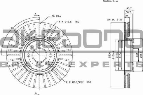 Akebono BN-0361 - Discofreno autozon.pro