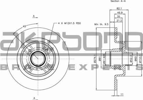 Akebono BN-0313 - Discofreno autozon.pro