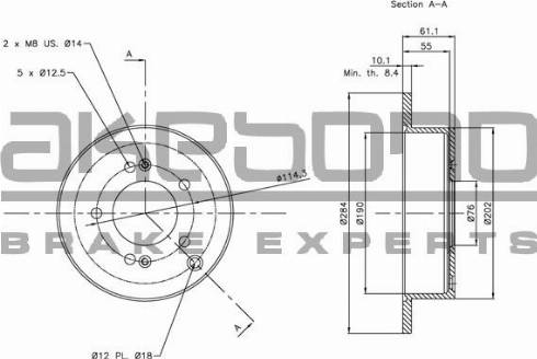 Akebono BN-0287E - Discofreno autozon.pro