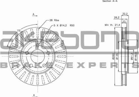 Akebono BN-1016 - Discofreno autozon.pro