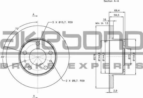 Akebono BN-1188E - Discofreno autozon.pro