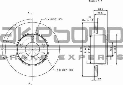 Akebono BN-1188 - Discofreno autozon.pro