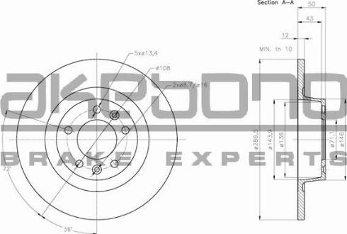 Akebono BN-1125E - Discofreno autozon.pro