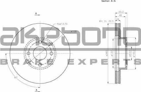 Akebono BN-1343 - Discofreno autozon.pro