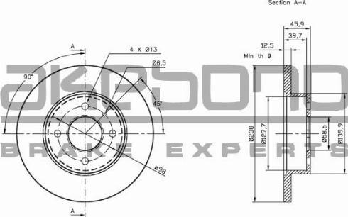 Akebono BN-1305E - Discofreno autozon.pro