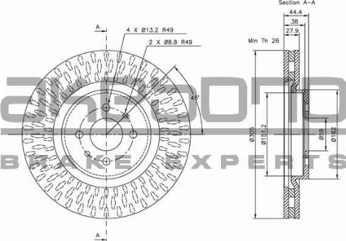 Akebono BN-1246 - Discofreno autozon.pro