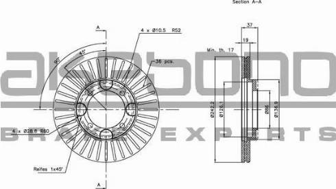 Akebono BN-1280 - Discofreno autozon.pro