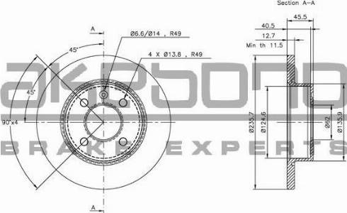 Akebono BN-1230 - Discofreno autozon.pro