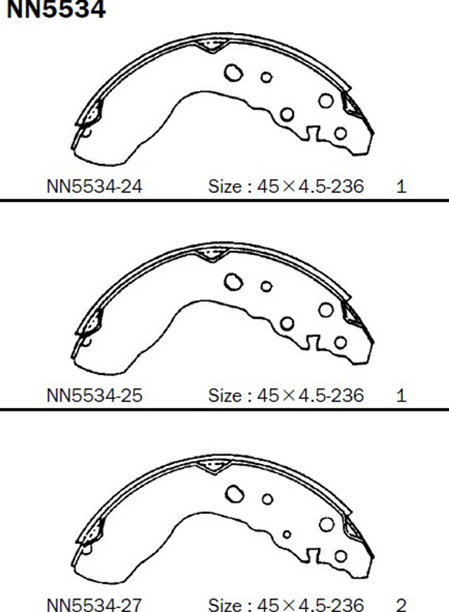 Akebono NN5534 - Kit ganasce freno autozon.pro