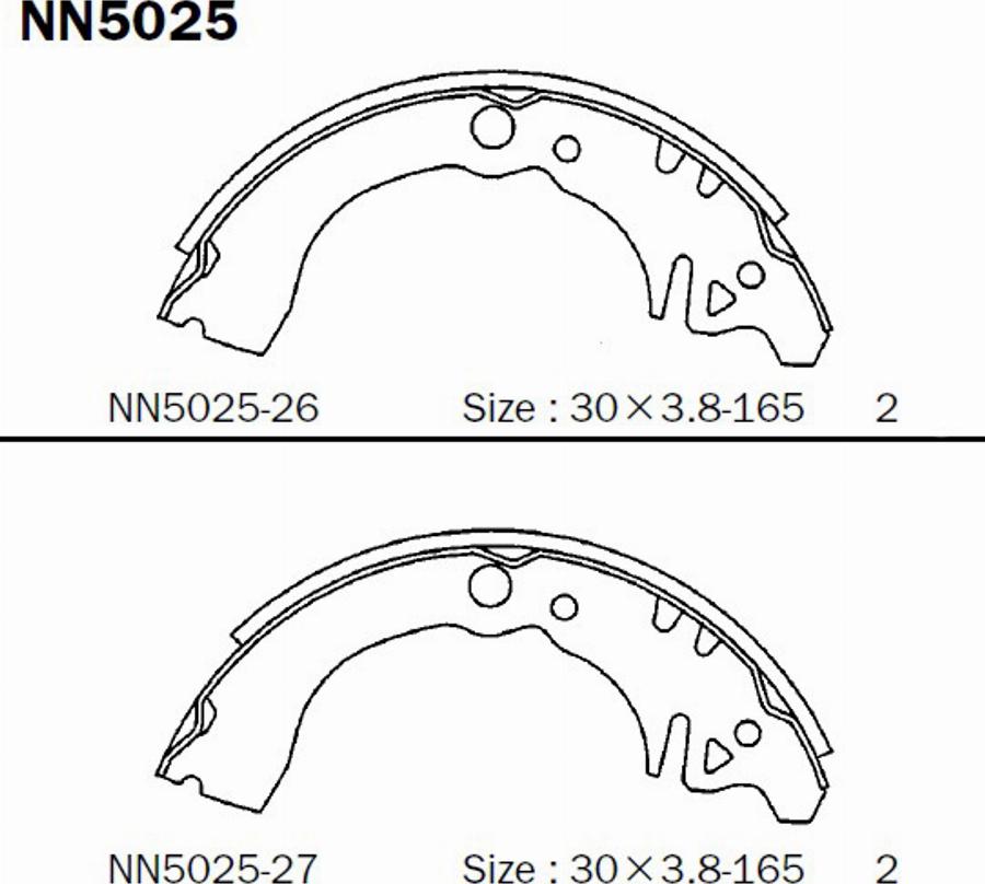 Akebono NN5025 - Kit ganasce freno autozon.pro