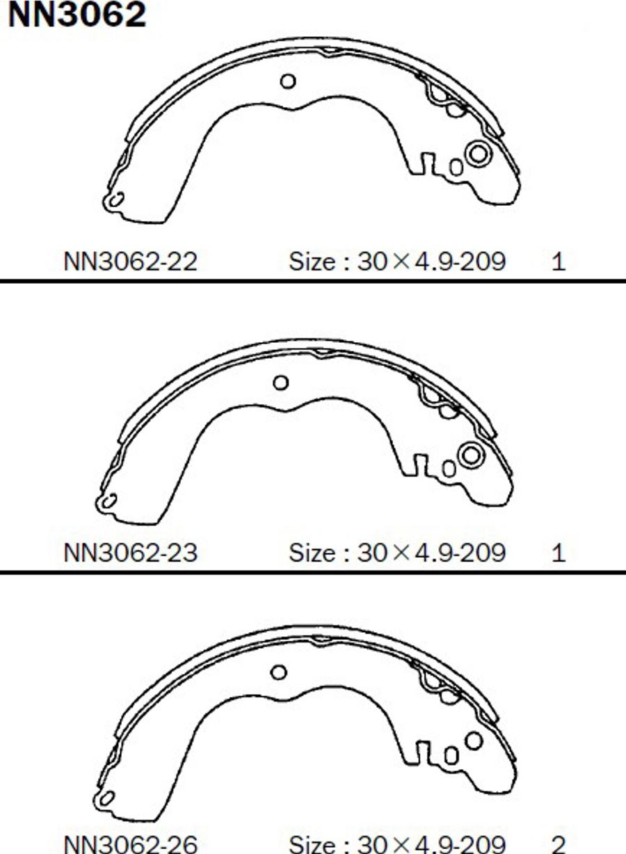 Akebono NN3062 - Kit ganasce freno autozon.pro